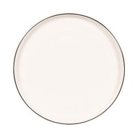 plato de postre de porcelana blanca con borde negro