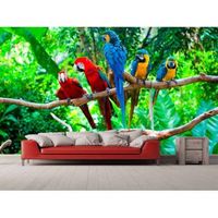 fotomural vinilo loros selva 600 x 300 cm