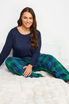 Yours Pantalones Pijama Polares De Cuadros Azules Y Verdes