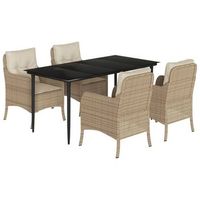 set comedor de jardin 5 pzas con cojines ratan sintetico beige vidaxl
