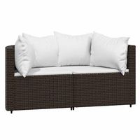 sofas esquina jardin con cojines 2 uds ratan sintetico marron vidaxl