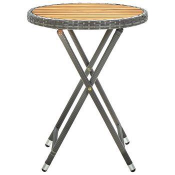 Mesa De Café - Mesa De Centro Ratán Sintético Y Madera Maciza De Acacia 60 Cm