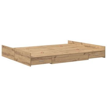 Cama Con Almacenamiento Con Cabecera Roble Artisan 140 X 190 Cm