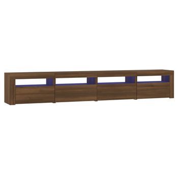 Mueble De Tv Con Luces Led Marrón Roble 240x35x40 Cm Vidaxl