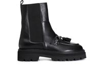 botin mujer de piel con elastico y borlas black