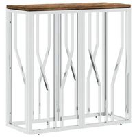 mesa consola acero inoxidable madera maciza reciclada plateada vidaxl