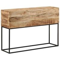 mesa consola madera maciza mango rugosa y hierro 110x30x75 cm vidaxl