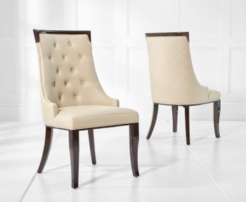 Angelica Cream Faux Leather Dining Chairs - Cream