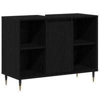 gabinete de bano  armario de bano negro 80 x 33 x 60 cm madera contrachapada
