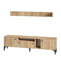 mueble tv con estante gregal roble