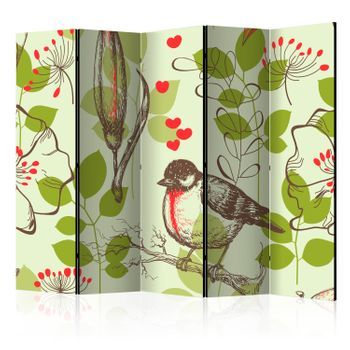 Biombo - Bird And Lilies Vintage Pattern Ii (225x172 Cm)