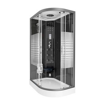 Ducha De Vapor Con Cascada Y Sauna De Vapor Perla Negra - 120 X 80 Cm Derecha