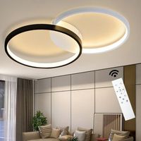 nettlife lampara de techo led 45w 3000k-6000k 50cm regulable negro moderno con control remoto lampara de  lampara de de diseno de metal
