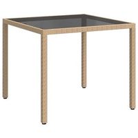 mesa jardin  mesa de exterior vidrio templado ratan sintetico 90x90x75 cm gris