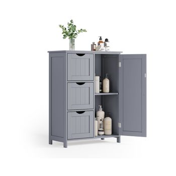 Armario de Baño Estrecho Cómoda con Cajones Estante Ajustable, Gris Paloma / Con 3 Cajones (30 x 60 x 81 cm)