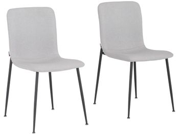 Juego de 2 sillas de comedor tapizadas en tela gris claro