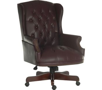 Chairman Bonded-leather Tilting Executive Chair - Burgundy