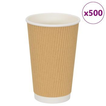 Tazas De Café De Papel 500 Uds 16oz 400ml Marrón Vidaxl