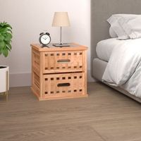 mesita de noche mesilla cajonera madera maciza de nogal 34x34x34 cm cfw17713