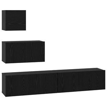 Mueble De Tv De Pared 4 Piezas Roble Negro 80 X 30 X 30.5 Cm