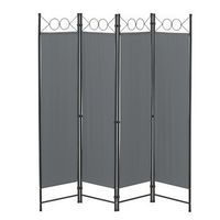 biombo separador de 4 paneles saragossa - 171 x 160 cm - decoracion interior - contra vision - mampara lateral protectora - pantalla - divisor de habitaciones - acero - gris oscuro encasa