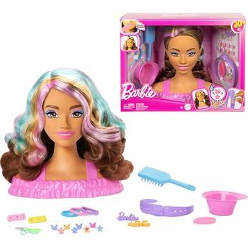 Barbie Busto Para Peinar, Pelo Marrón Oscuro Con Más De 20 Accesorios Para Hacer Peinados, Incluye Pinzas Para El Pelo Con Forma De Estrella Y