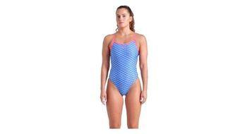 Traje de bano arena mujer new monogram challenge back azul rosa