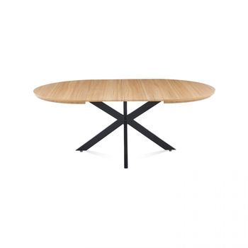 Mesa Redonda De Comedor Extensible 130-210x130 Cm Asuna Roble Negro 130 X 76 X 130 Cm