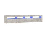 mueble de tv con luces led gris hormigon 210x35x40 cm