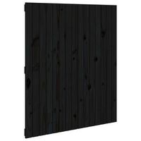 cabecero de cama pared madera maciza pino negro 955x3x110 cm