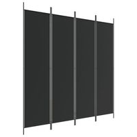 biombo separador de ambientes 4 paneles 200 x 200 cm tela negra y hierro dec030906