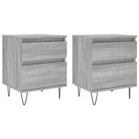 pack 2 uds mesitas de noche mesilla madera ingenieria gris sonoma 40x35x50 cm