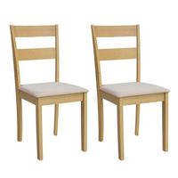 pack cocina lita fabricadas en melamina en colores roble y beige 2 sillas de cocina con asiento tapizado beige