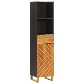 Mueble De Baño Madera Maciza Mango Marrón Negro 38x33,5x160 Cm Vidaxl