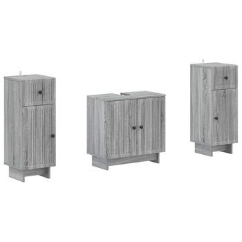 Juego De Gabinete De Baño De 2 Piezas Ede Sonoma Gris Vidaxl