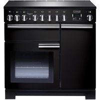 rangemaster professional deluxe 90 electric induction range cooker - black  chrome black