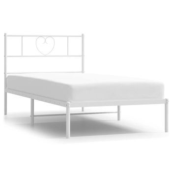 Cama Para Adulto | Cama Individual | Estructura Cama Sin Colchón Con Cabecero Metal Blanco 100x200cm