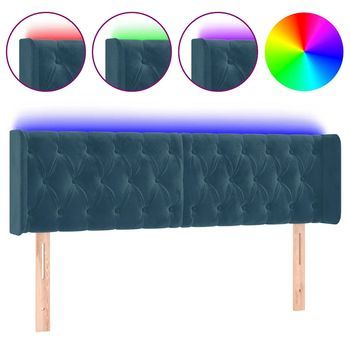 Cabecero，cabecero Cama，panel De Cabecera Con Led De Terciopelo Azul Oscuro 163x16x78/88 Cm