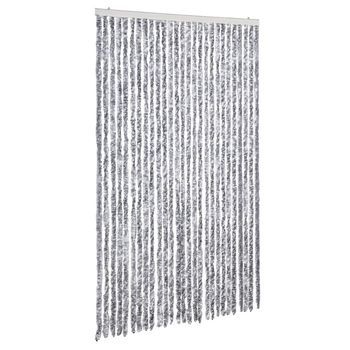 Cortina Mosquitera Chenilla Blanco Y Gris 118x220 Cm Vidaxl
