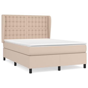 Cama Box Spring Con Colchón Cuero Sintético Capuchino 140x200cm Vidaxl