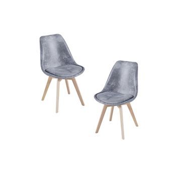 Pack 2 Sillas Synk Vintage De Polipiel 83*49*40 Cm - Gris Claro