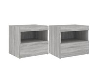 vidaxl mesitas de noche con luces led 2 uds gris sonoma 50x40x45 cm