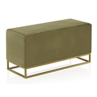 banco tapizado terciopelo verde con base dorada