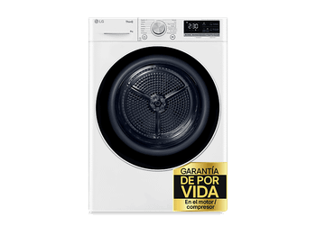 Secadora bomba de calor - LG RH80V9AV4N, 8 kg, 14 programas, Dual Inverter Compressor™, Eco Hybrid™, Display Gran LED, Blanco