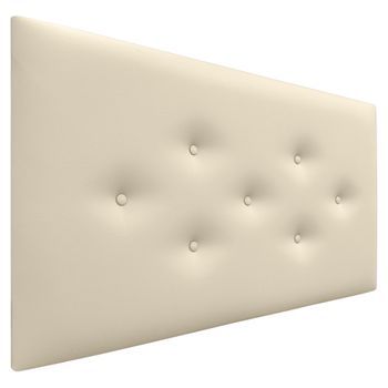 Dhome Cabecero De Polipiel Con 3 Hileras Intercaladas De Botones Cabezal Tapizado Cama Lujo (vainilla, 95cm)