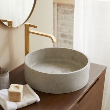 Lavabo redondo de hormigón gris   39 cm