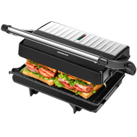 aigostar york pro 30rum - parrilla electrica 1000w apertura 180 placas antiadherentes 23 x 143 cm dos superficies de cocinado libre de bpa asa de toque frio