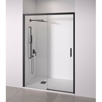 Mampara De Ducha Frontal Negra 150-155 Cm Acceso Derecha Bellobath