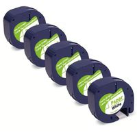 pack de 5 cintas 91200 compatibles dymo letratag s0721510 texto negro sobre fondo blanco - ancho 12mm x 4 metros