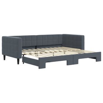 Cama Individual | Cama Para Adultos | Sofá Cama Nido Terciopelo Gris Oscuro 90x200 Cm